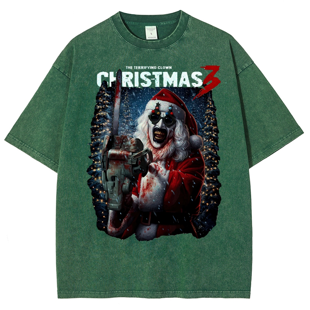 Killer Santa Horror Washed T-Shirt 