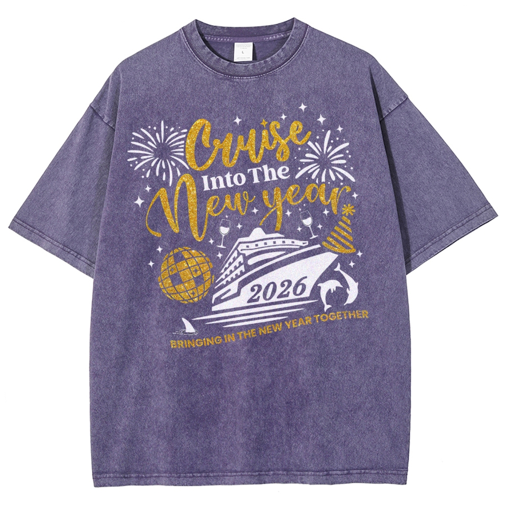 Cruise Into New Year Washed T-Shirt 