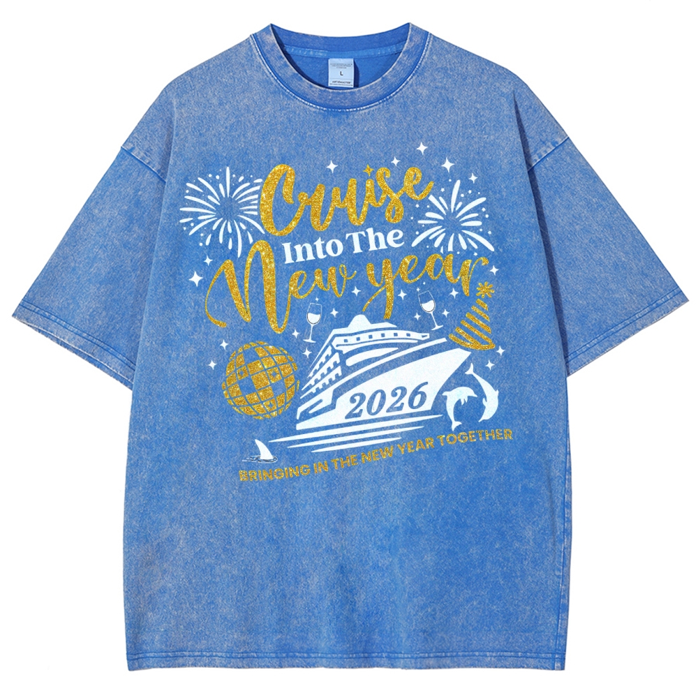 Cruise Into New Year Washed T-Shirt 