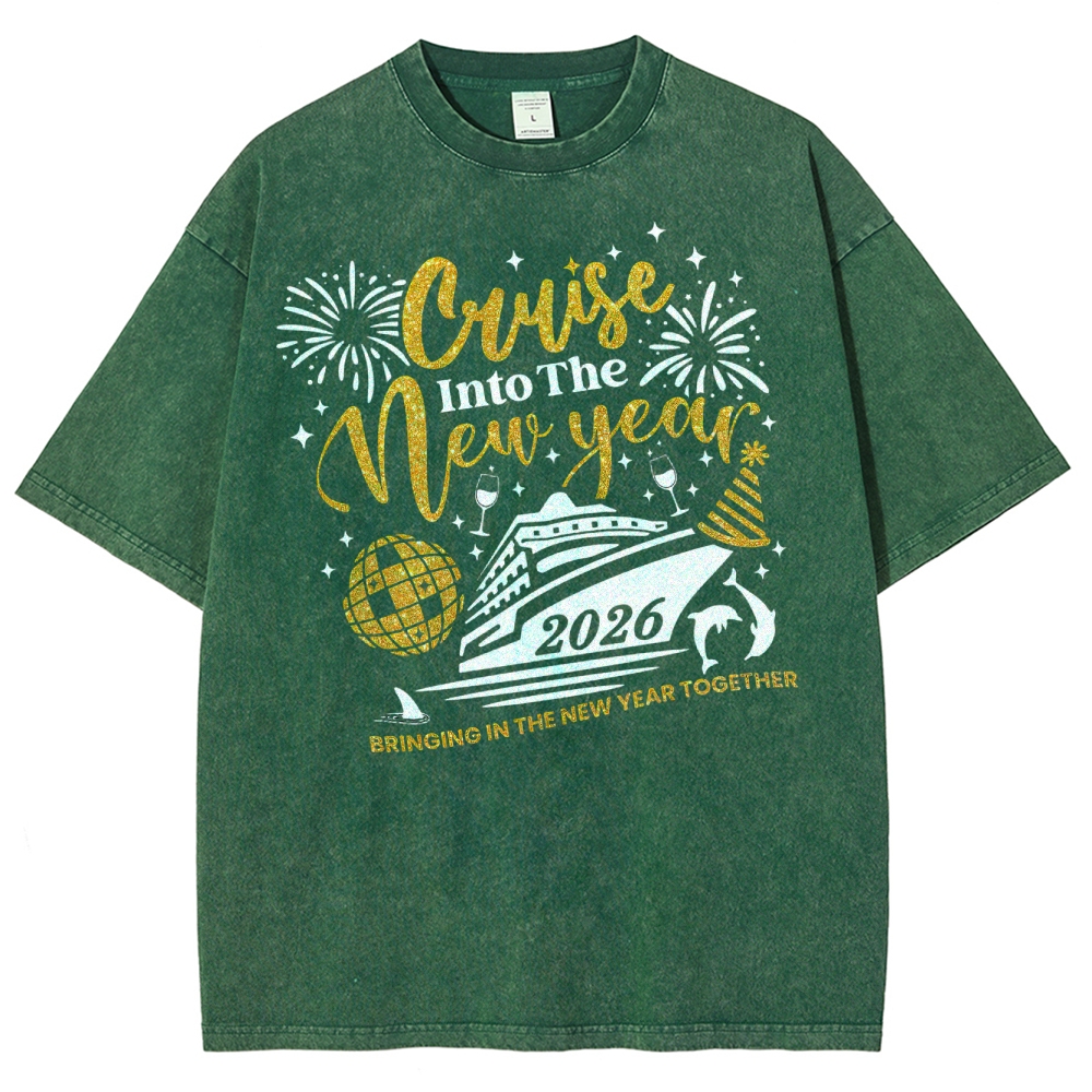 Cruise Into New Year Washed T-Shirt 