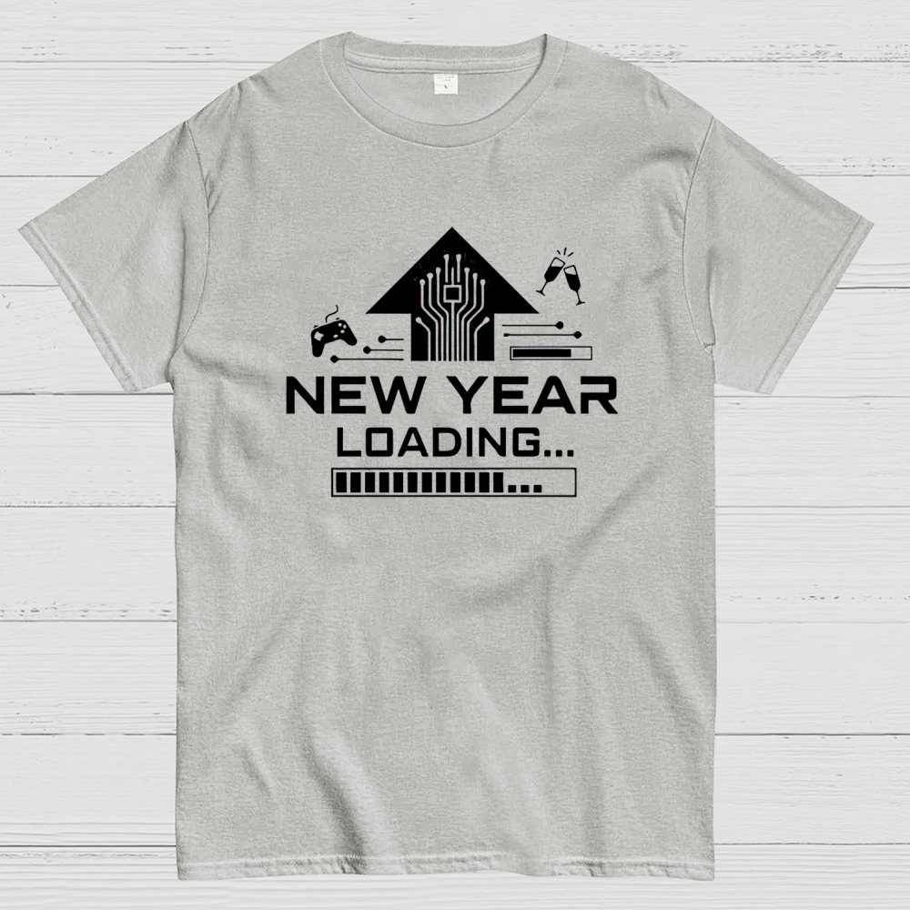 Gamer & Tech New Year Loading Graphi Cotton T-shirt 