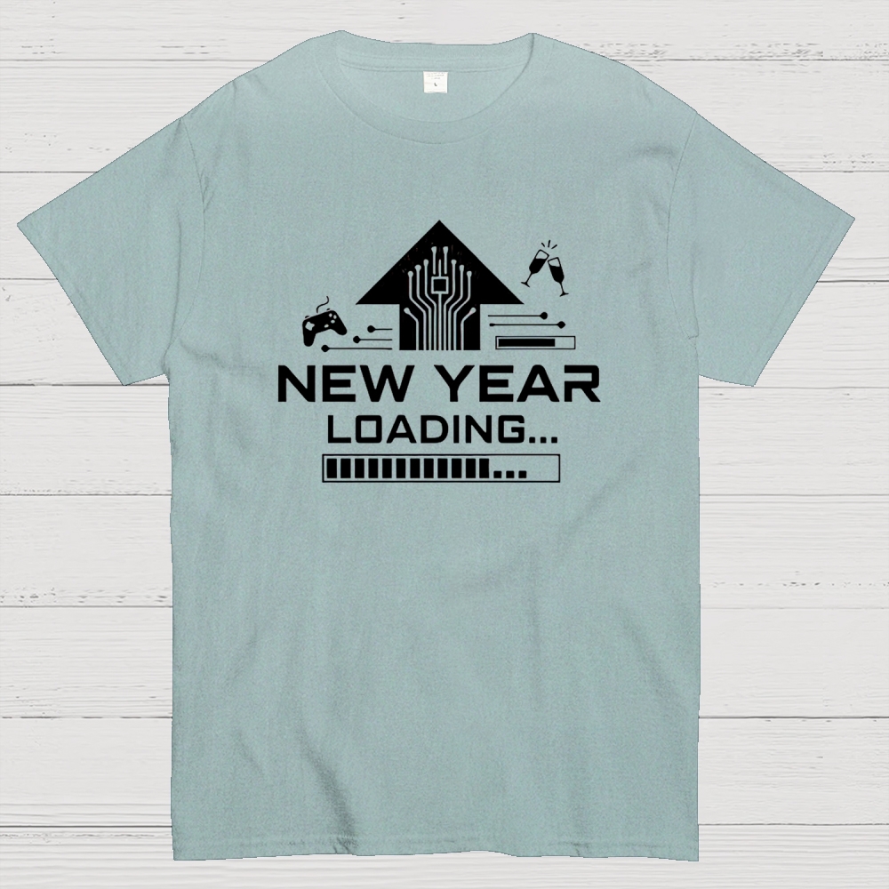 Gamer & Tech New Year Loading Graphi Cotton T-shirt 