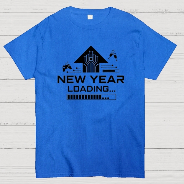 Gamer & Tech New Year Loading Graphi Cotton T-shirt 