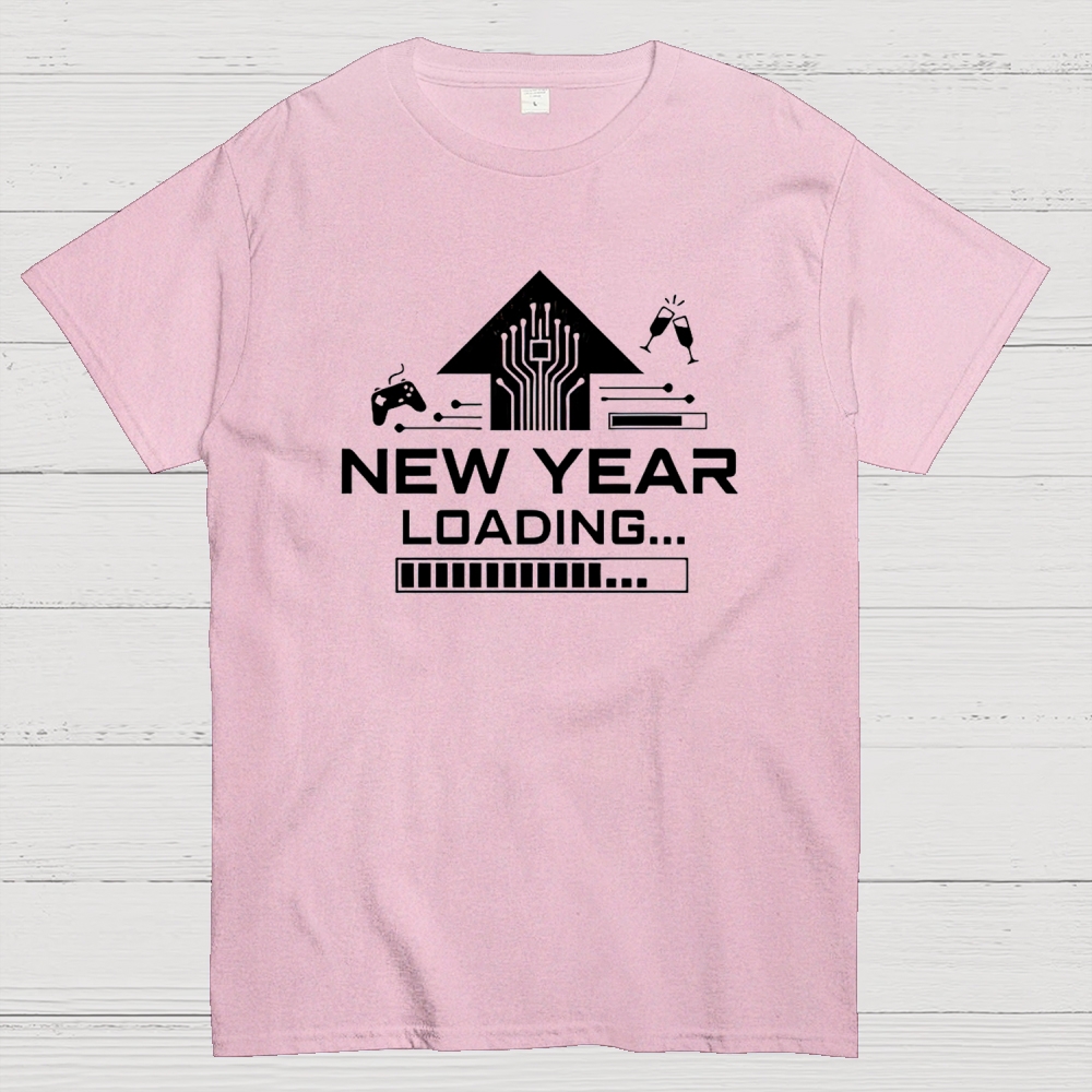 Gamer & Tech New Year Loading Graphi Cotton T-shirt 