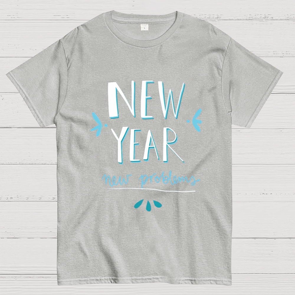 Sardonic New Year Vibes Graphic Cotton T-shirt