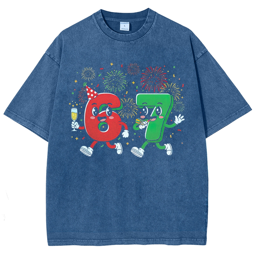 Festive 6 & 7 Countdown Graphic Washed T-Shirt