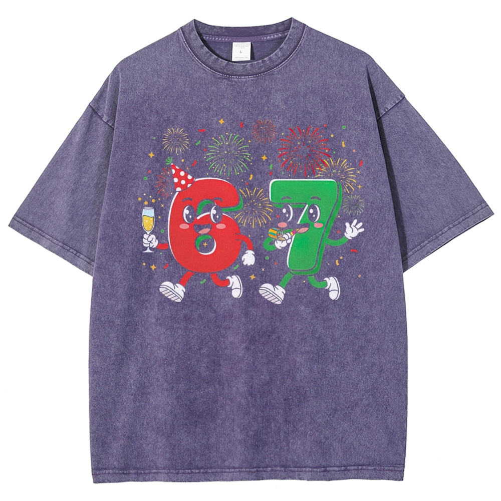 Festive 6 & 7 Countdown Graphic Washed T-Shirt