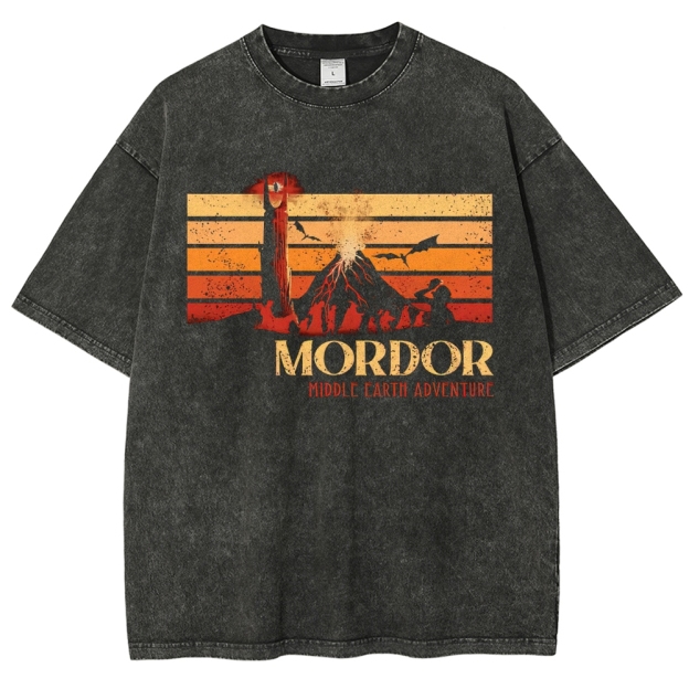 Vintage Mordor Middle-Earth Adventure Graphic Washed T-Shirt
