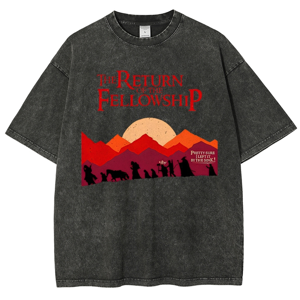 Retro Fellowship Adventure Silhouette Graphic Washed T-Shirt