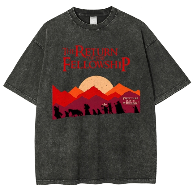 Retro Fellowship Adventure Silhouette Graphic Washed T-Shirt