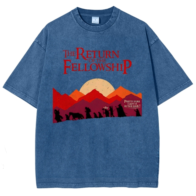 Retro Fellowship Adventure Silhouette Graphic Washed T-Shirt