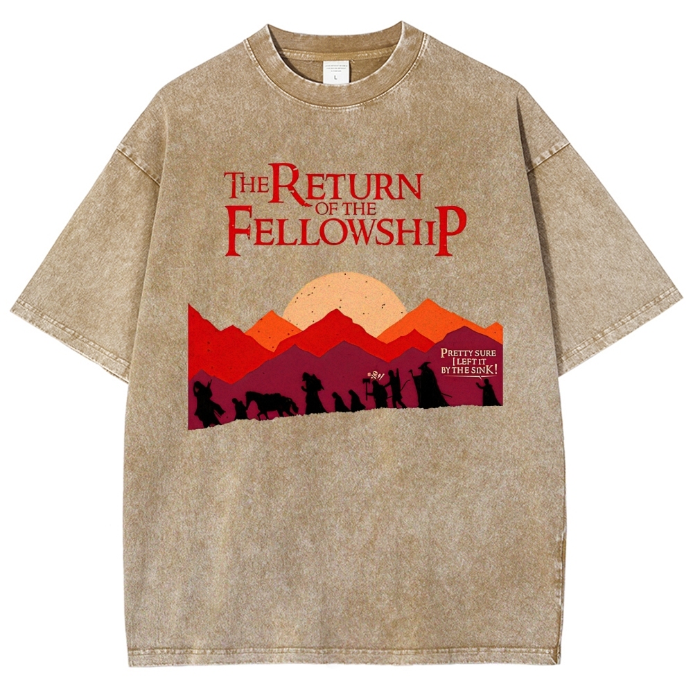 Retro Fellowship Adventure Silhouette Graphic Washed T-Shirt