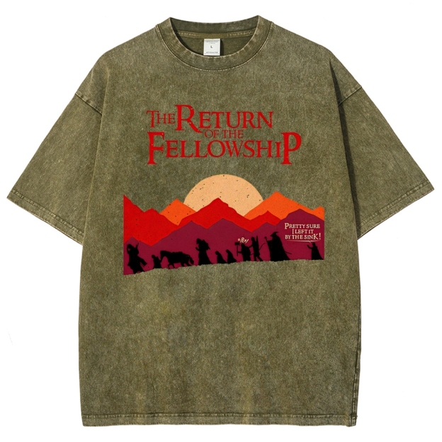 Retro Fellowship Adventure Silhouette Graphic Washed T-Shirt