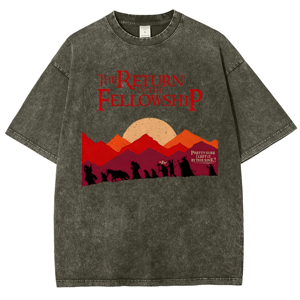 Retro Fellowship Adventure Silhouette Graphic Washed T-Shirt