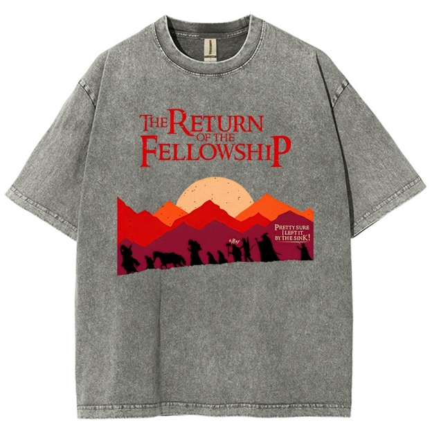 Retro Fellowship Adventure Silhouette Graphic Washed T-Shirt