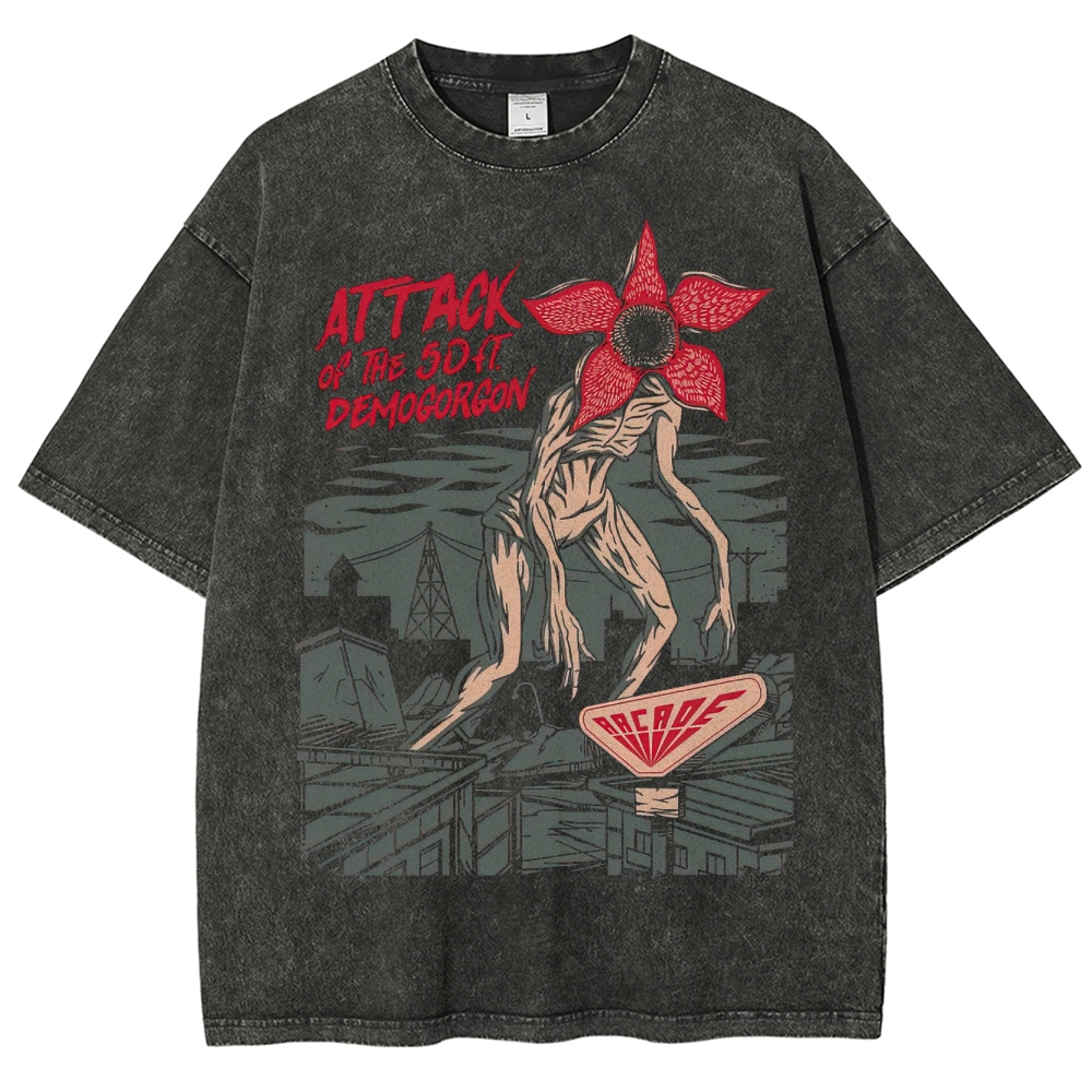 80s Arcade Demogorgon Retro Graphic Washed T-Shirt