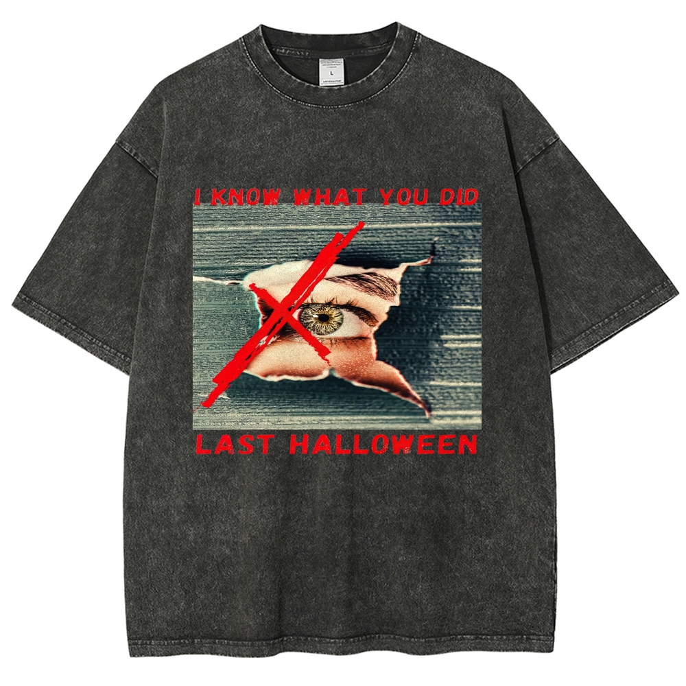 Halloween Secret Threat Retro Graphic Washed T-Shirt