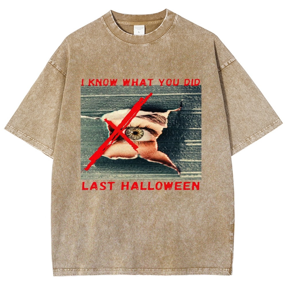 Halloween Secret Threat Retro Graphic Washed T-Shirt