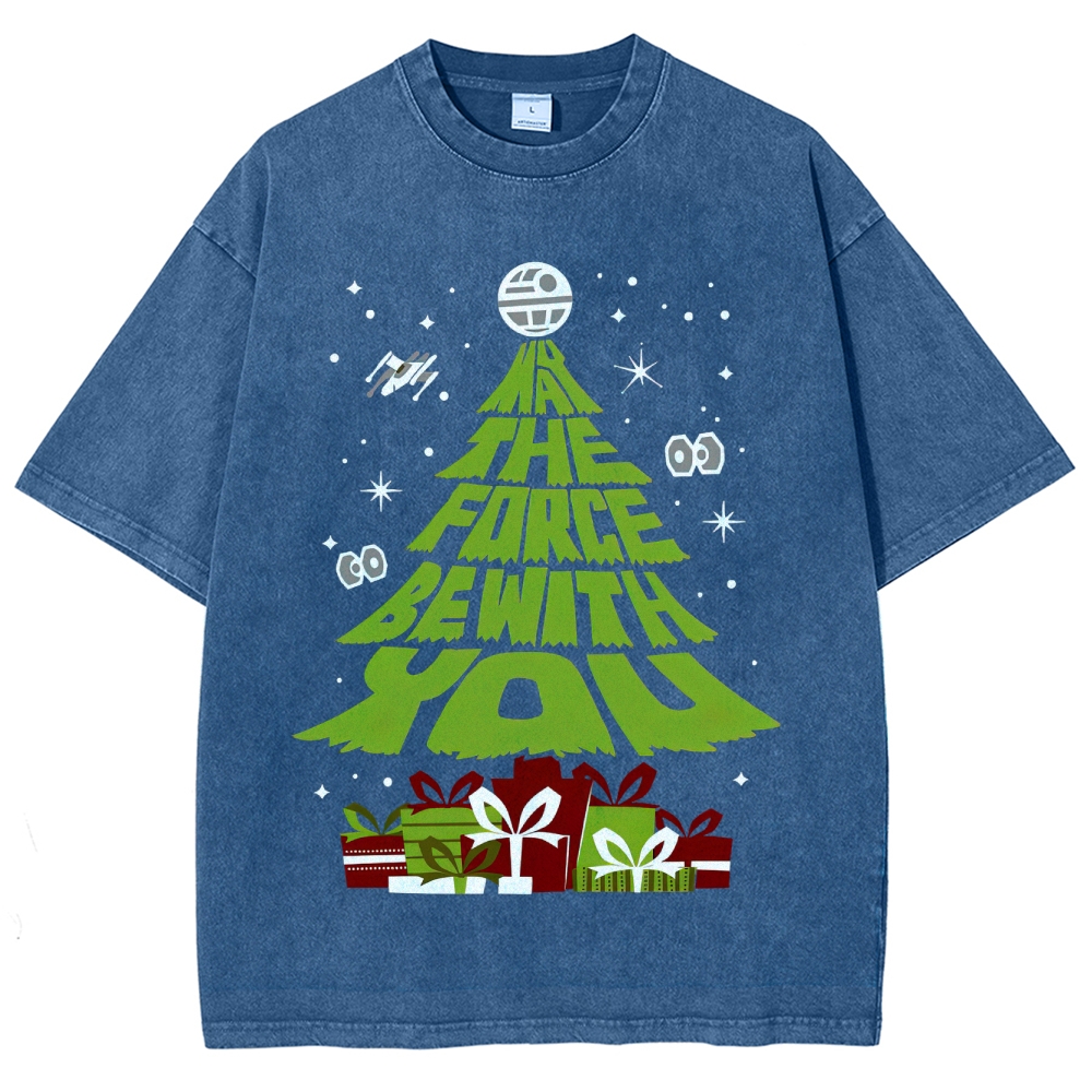Force Christmas Tree Sci-Fi Graphic Washed T-Shirt