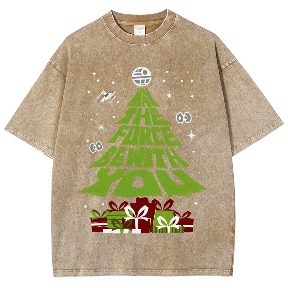 Force Christmas Tree Sci-Fi Graphic Washed T-Shirt