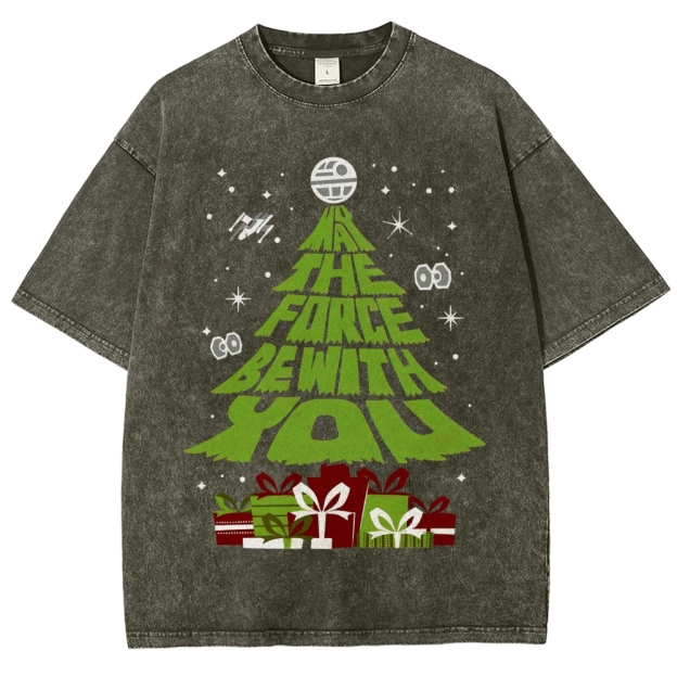 Force Christmas Tree Sci-Fi Graphic Washed T-Shirt