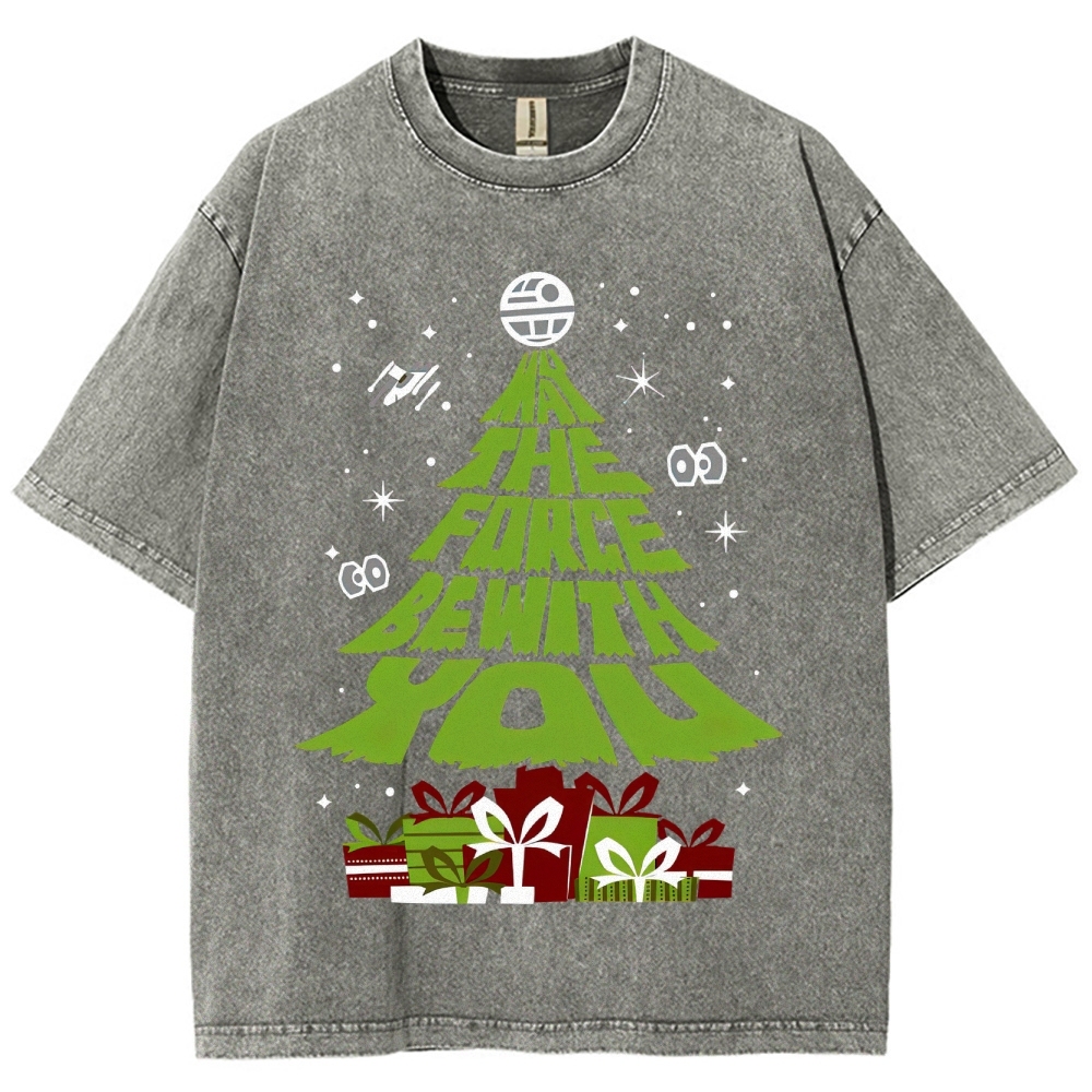 Force Christmas Tree Sci-Fi Graphic Washed T-Shirt