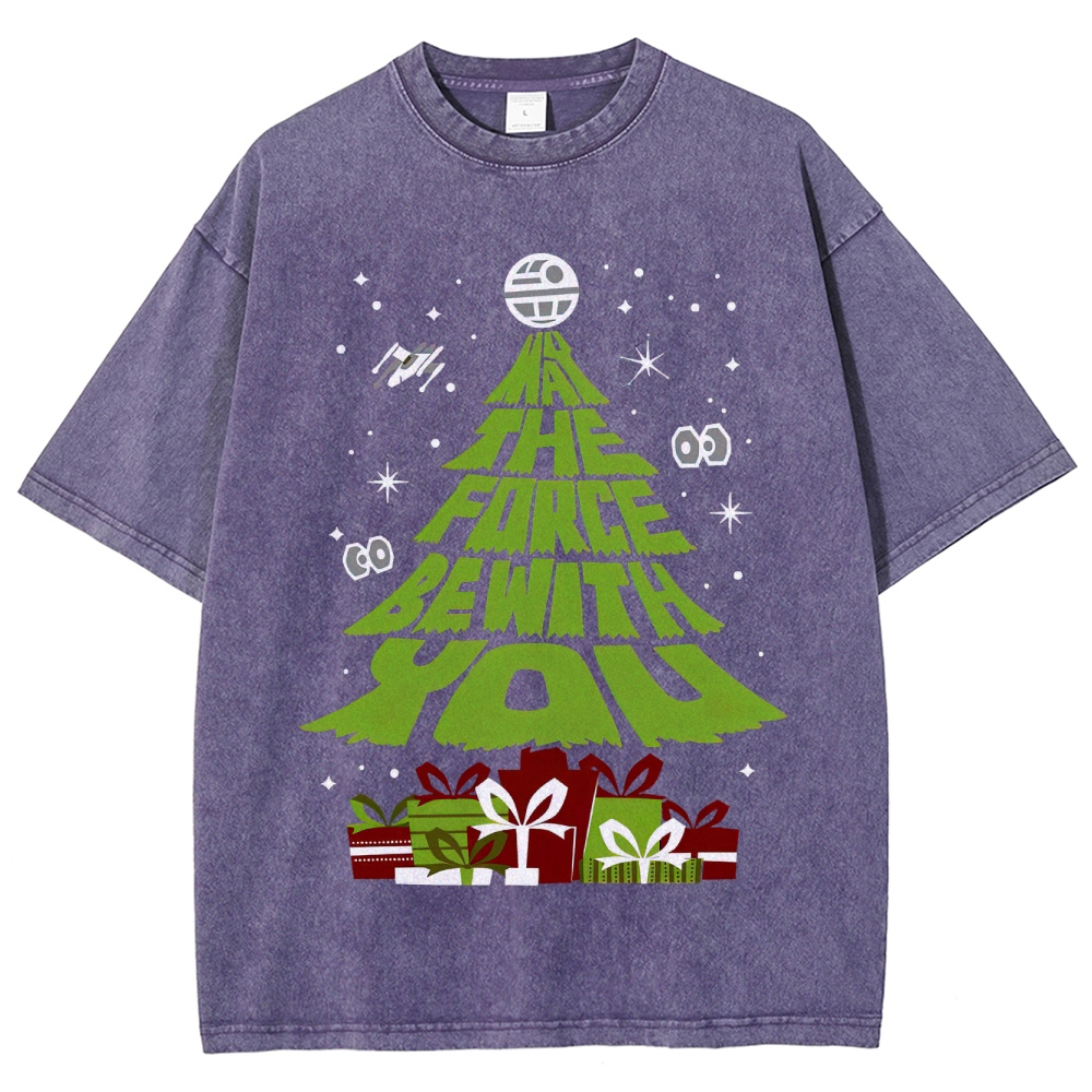 Force Christmas Tree Sci-Fi Graphic Washed T-Shirt