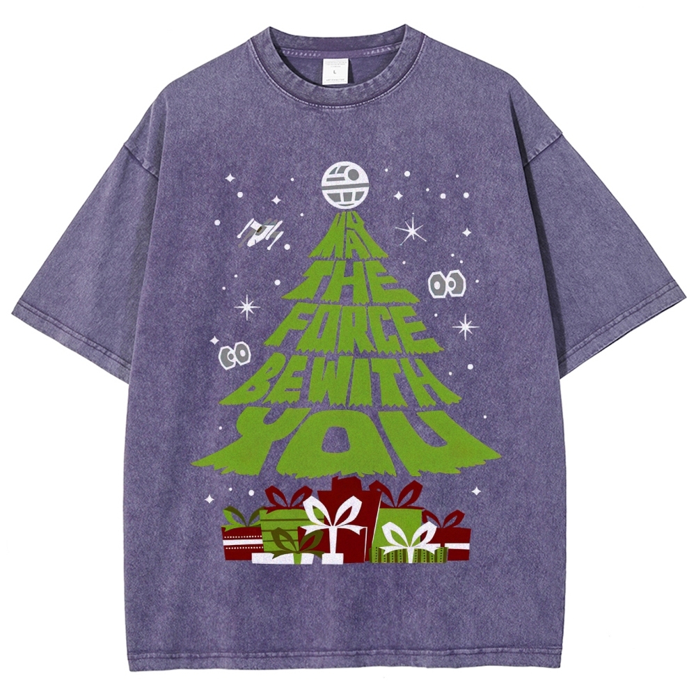 Force Christmas Tree Sci-Fi Graphic Washed T-Shirt
