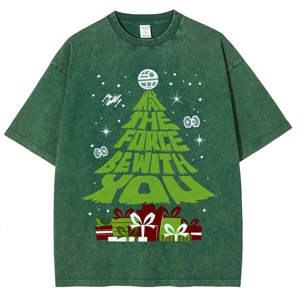 Force Christmas Tree Sci-Fi Graphic Washed T-Shirt