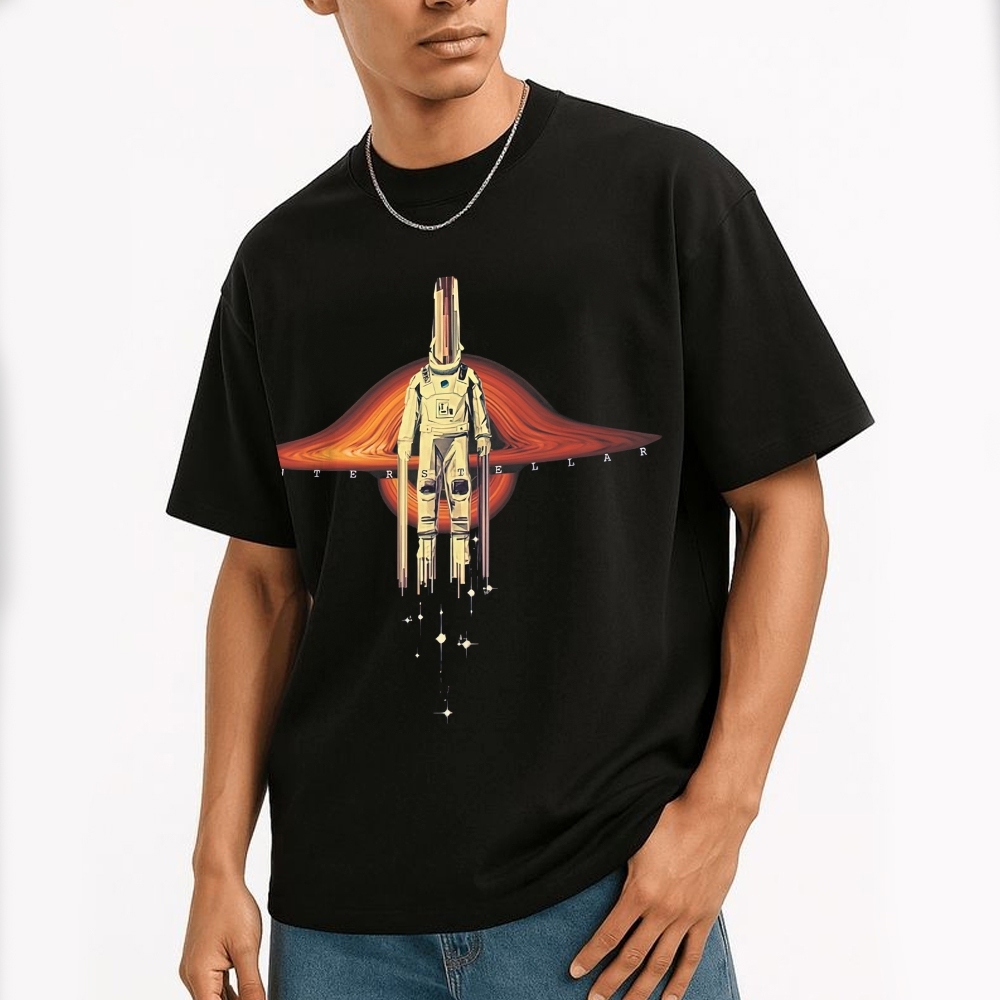 Falling Astronaut Wormhole Cotton T-shirt 