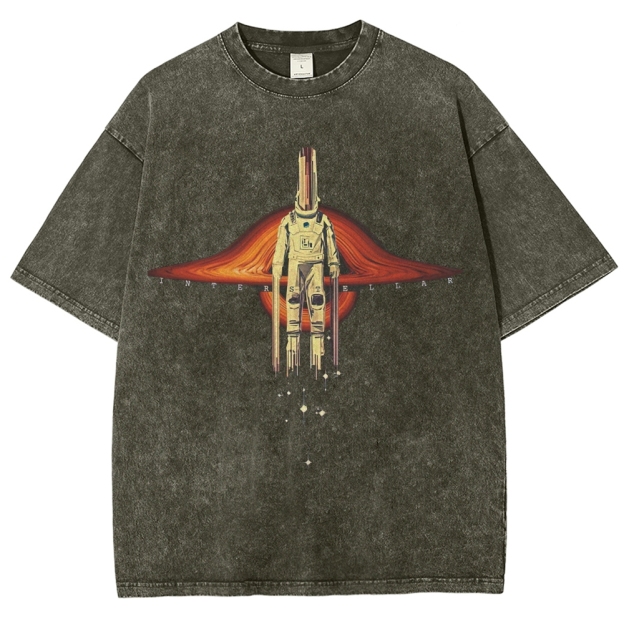 Falling Astronaut Wormhole  Washed T-Shirt 
