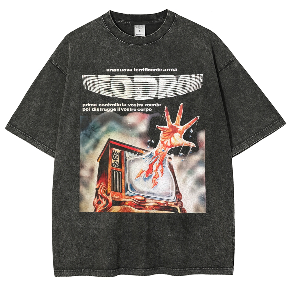 Retro Body Horror Film Graphic Washed T-Shirt