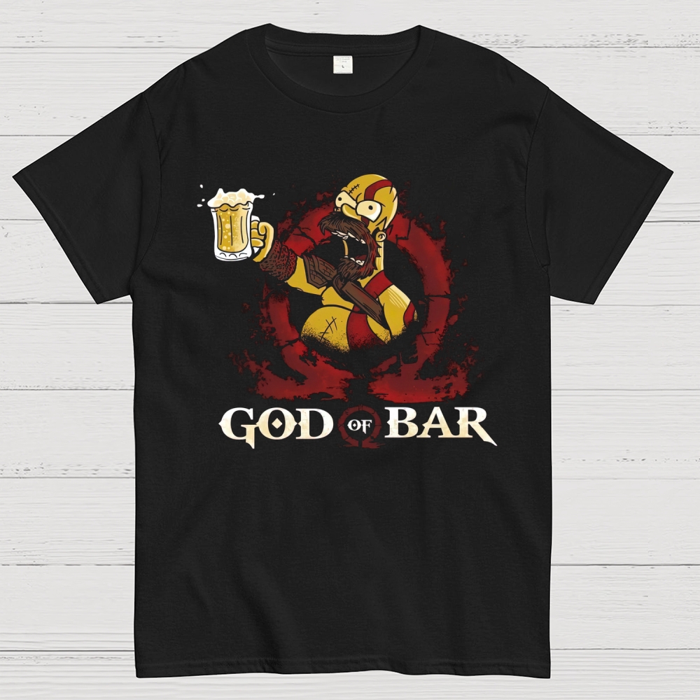 God of Bar Parody Humor Graphic Cotton T-shirt