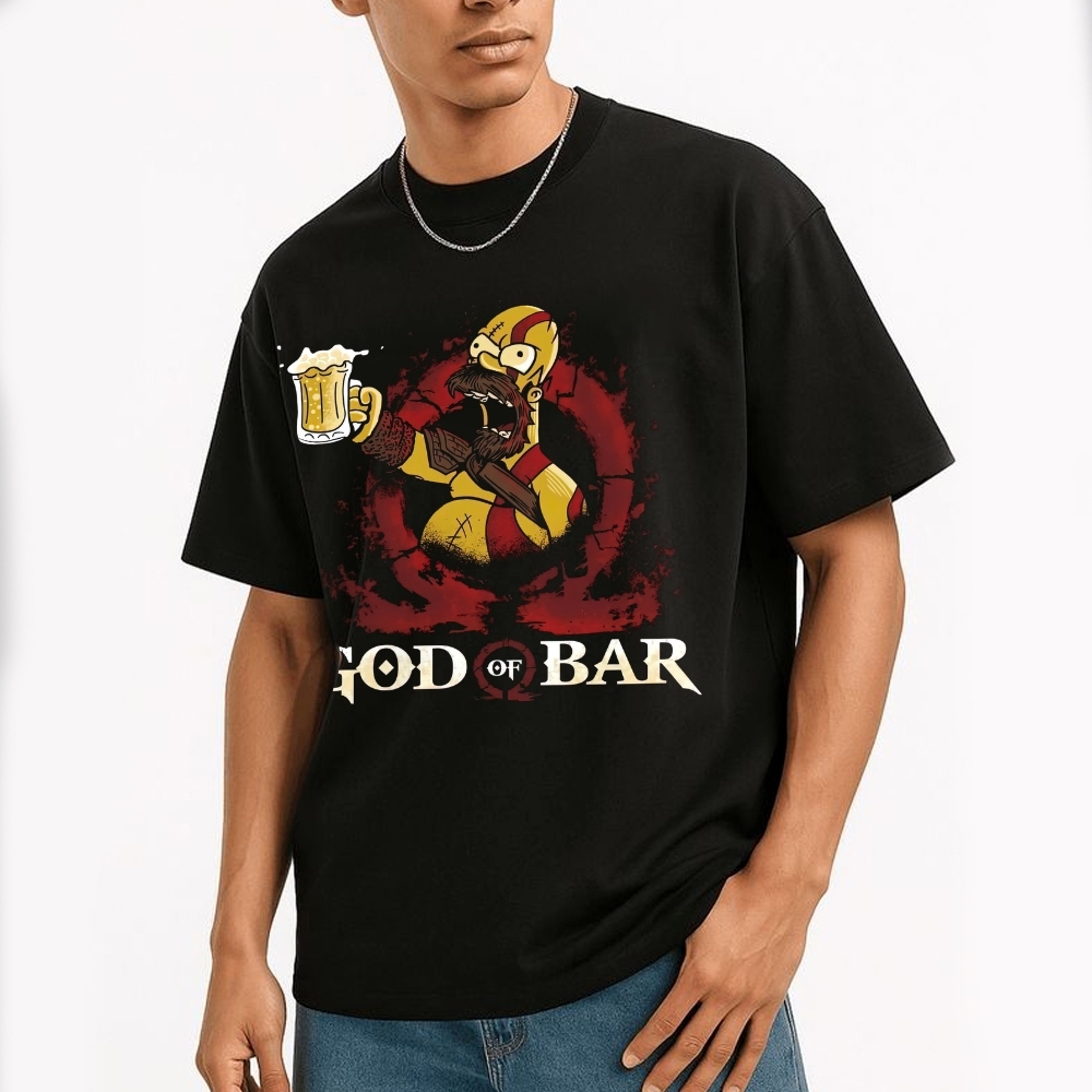 God of Bar Parody Humor Graphic Cotton T-shirt