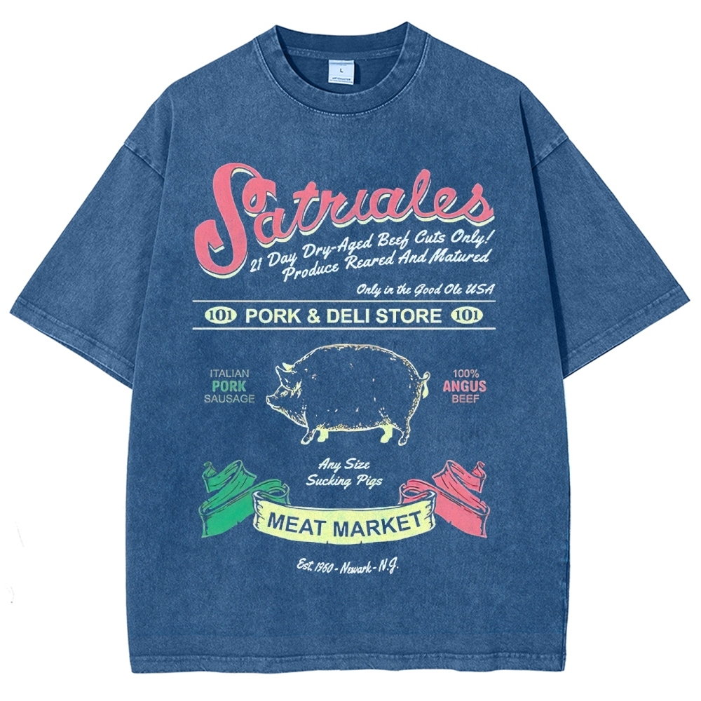 Satriales Pork & Deli Market Retro Graphic Washed T-Shirt