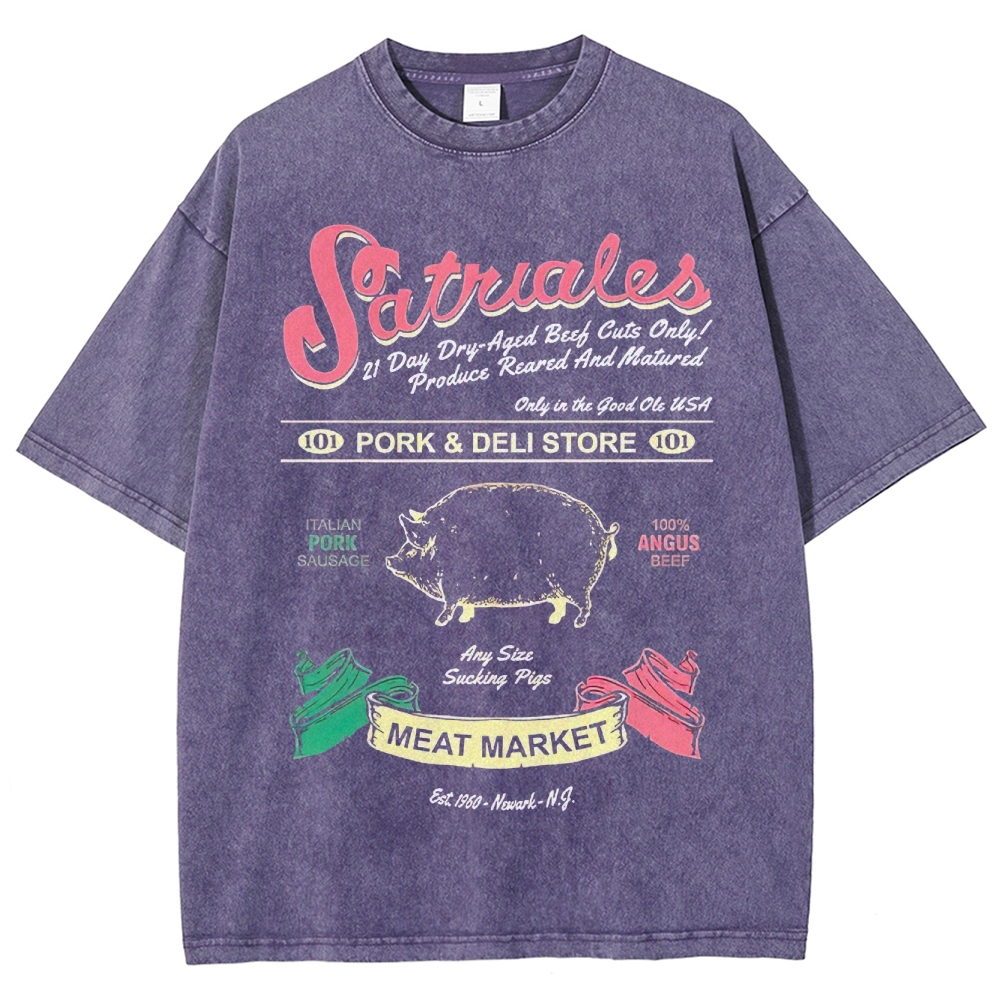 Satriales Pork & Deli Market Retro Graphic Washed T-Shirt