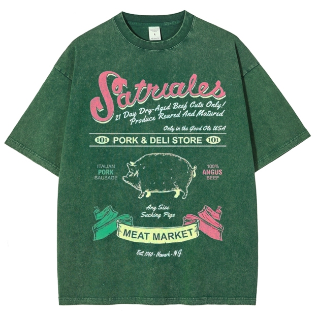 Satriales Pork & Deli Market Retro Graphic Washed T-Shirt