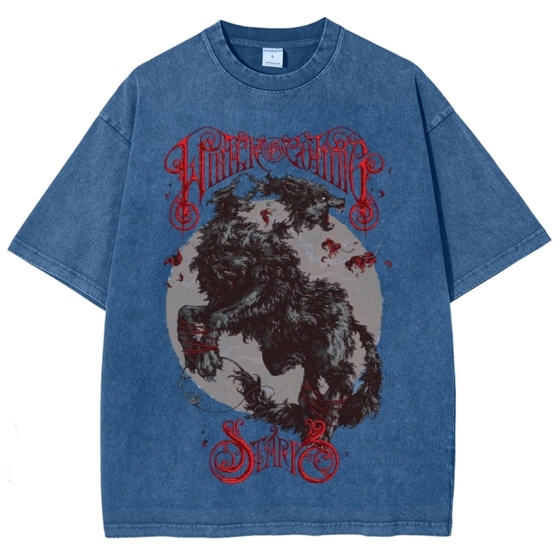 Wrathful Winter Wolf Gothic Graphic Washed T-Shirt