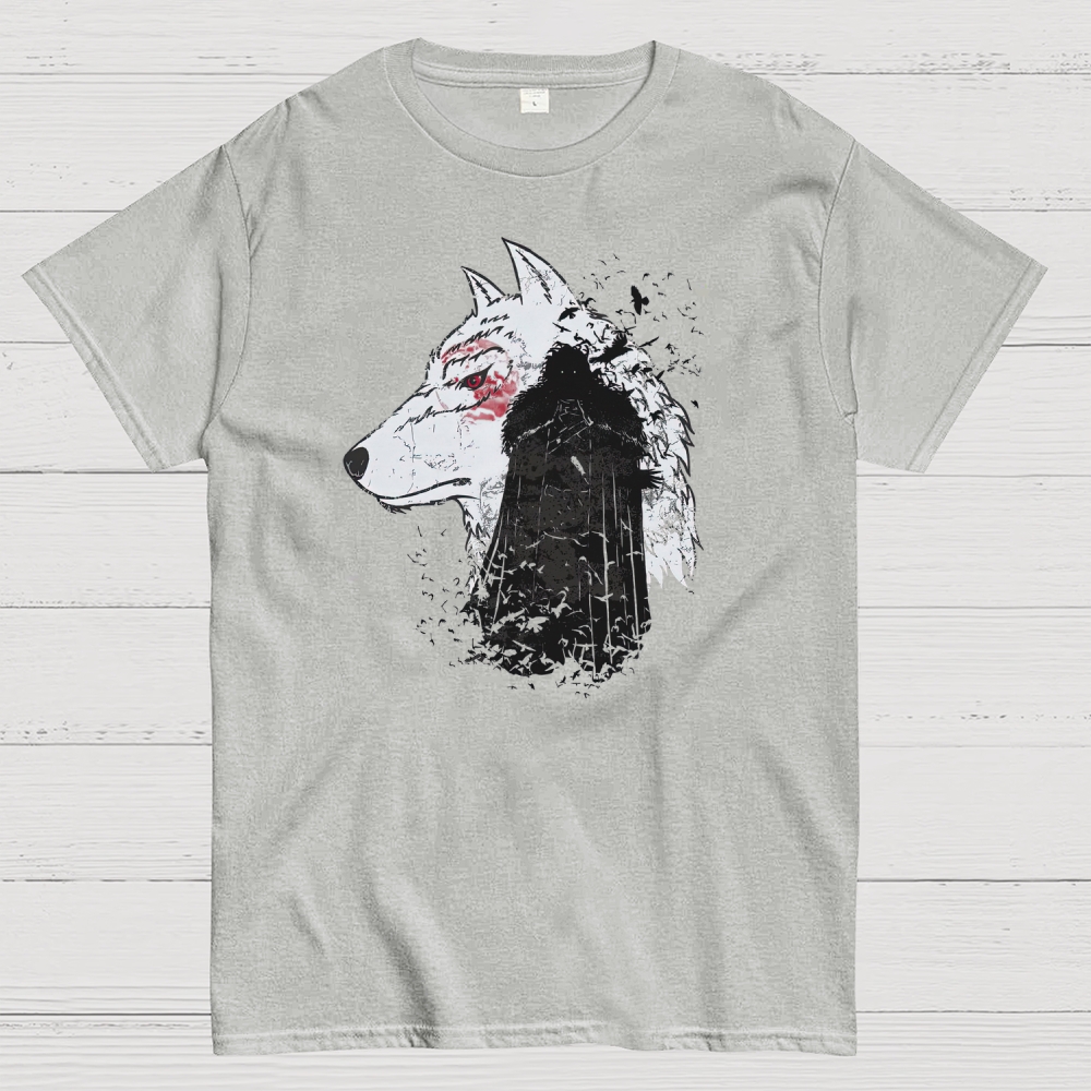 Stark Wolf & Hooded Figure Graphic Cotton T-shirt