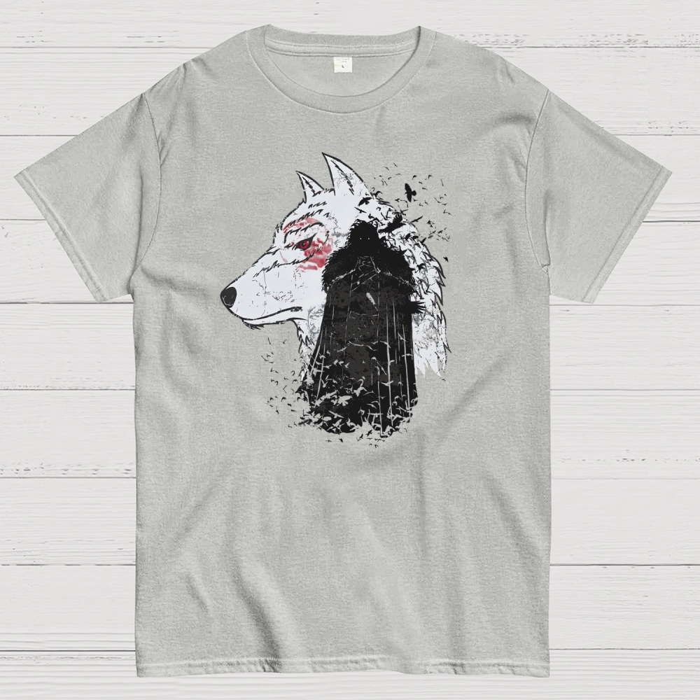 Stark Wolf & Hooded Figure Graphic Cotton T-shirt