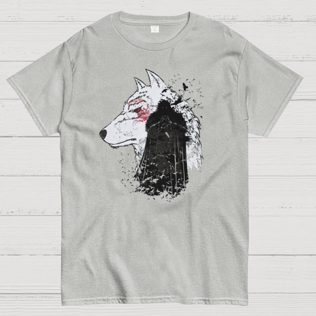 Stark Wolf & Hooded Figure Graphic Cotton T-shirt
