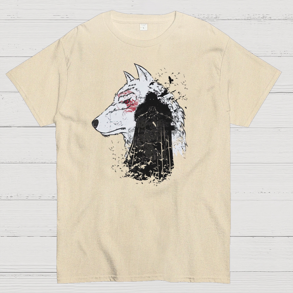 Stark Wolf & Hooded Figure Graphic Cotton T-shirt