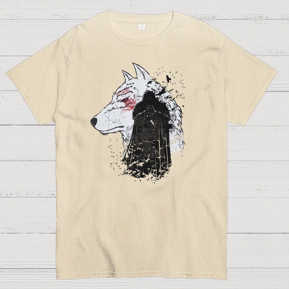 Stark Wolf & Hooded Figure Graphic Cotton T-shirt