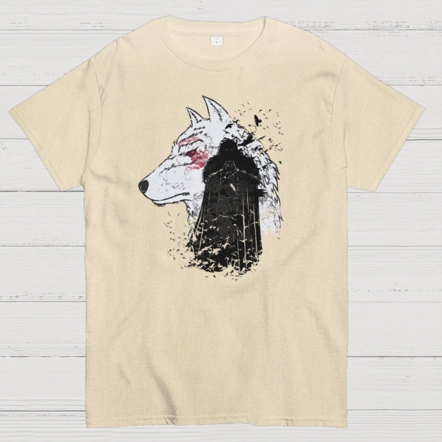 Stark Wolf & Hooded Figure Graphic Cotton T-shirt