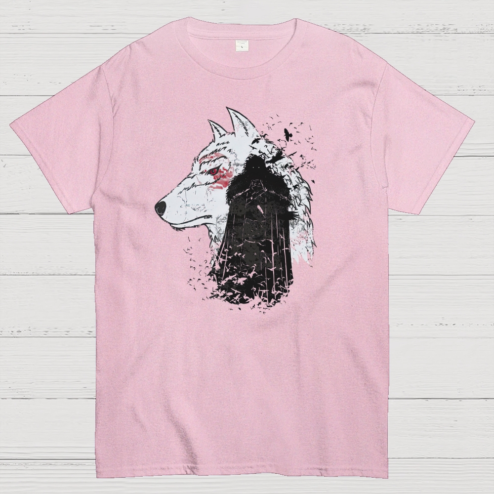 Stark Wolf & Hooded Figure Graphic Cotton T-shirt