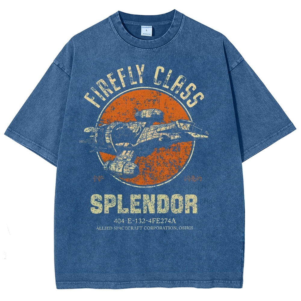 Retro Sci-Fi Spaceship Washed T-Shirt 