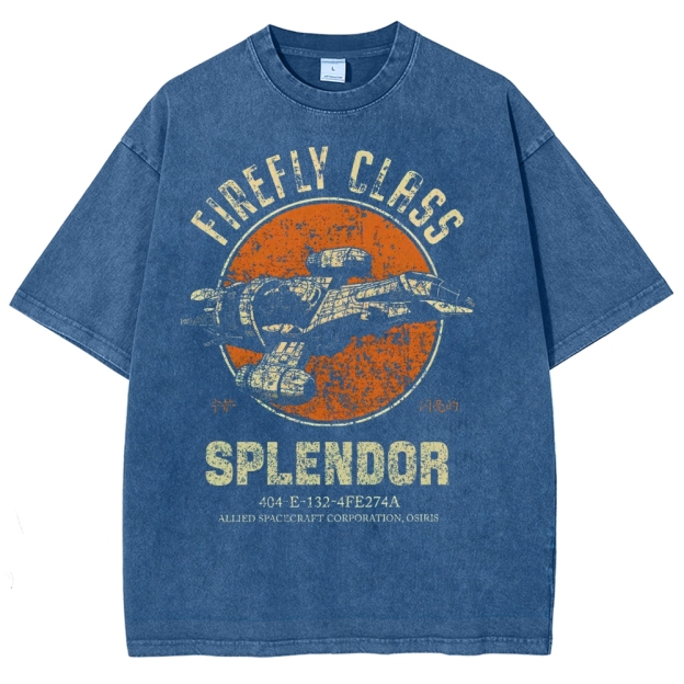 Retro Sci-Fi Spaceship Washed T-Shirt 