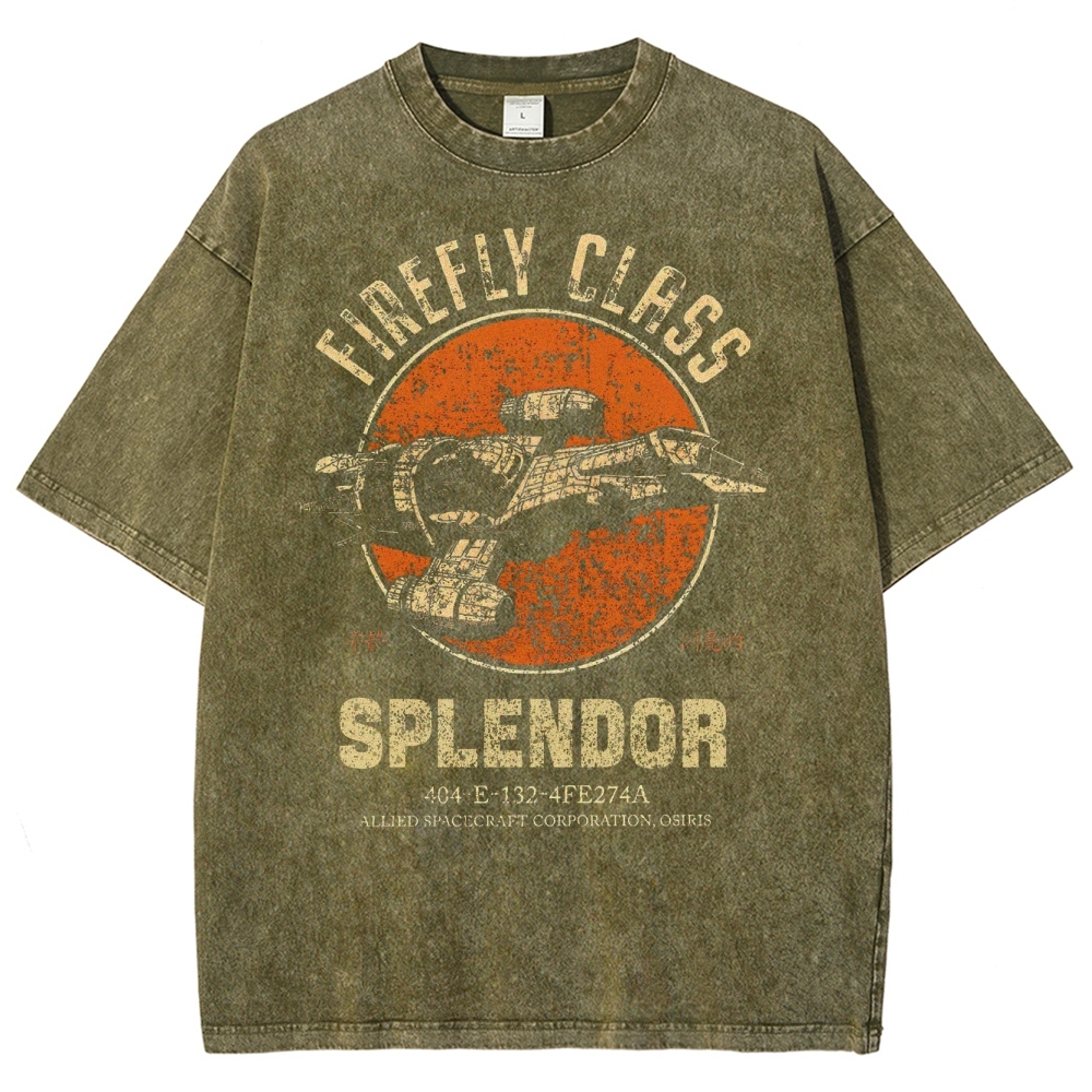 Retro Sci-Fi Spaceship Washed T-Shirt 