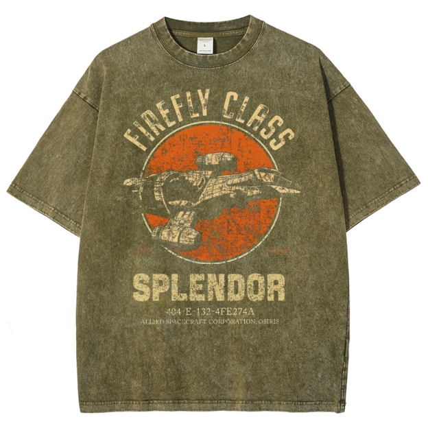 Retro Sci-Fi Spaceship Washed T-Shirt 