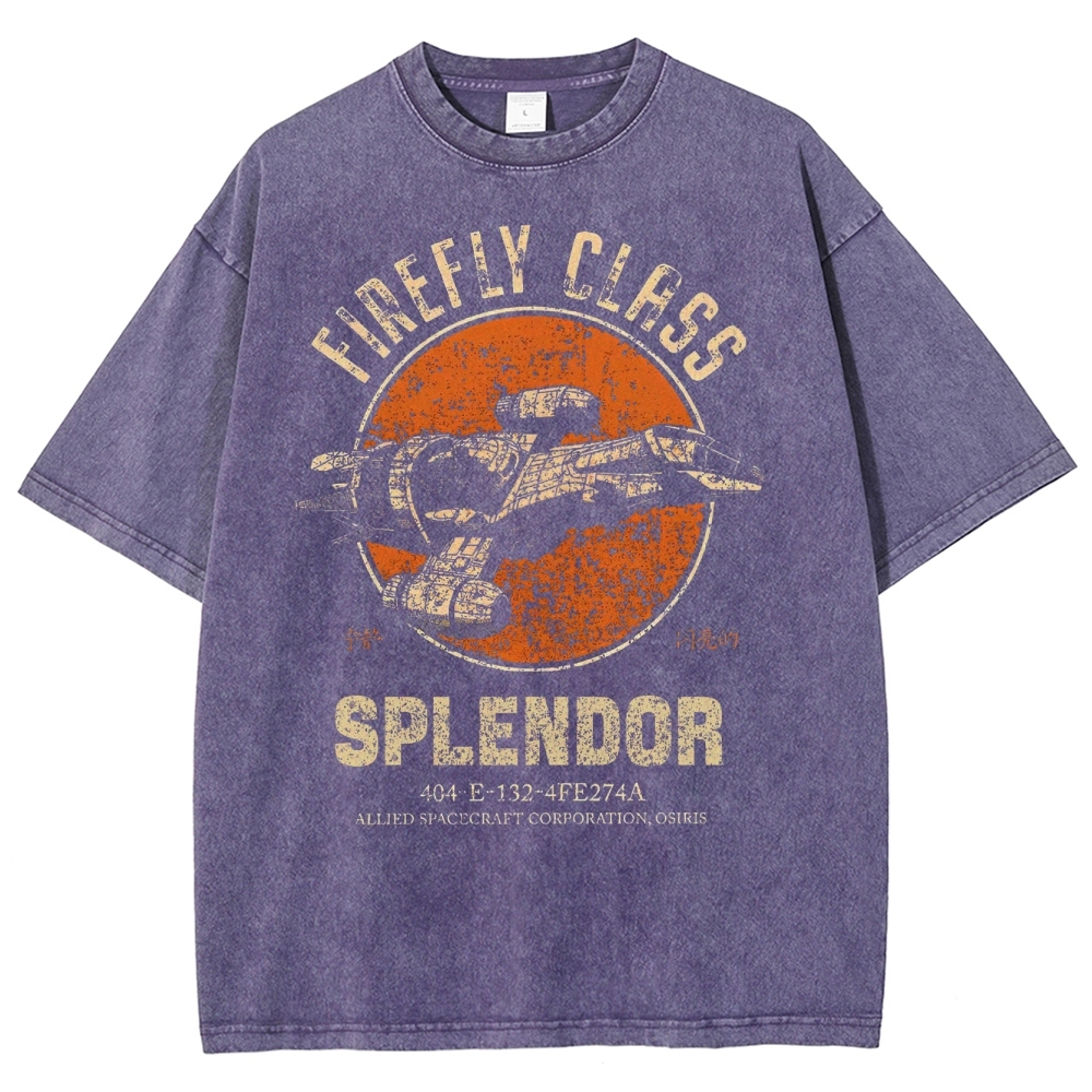 Retro Sci-Fi Spaceship Washed T-Shirt 